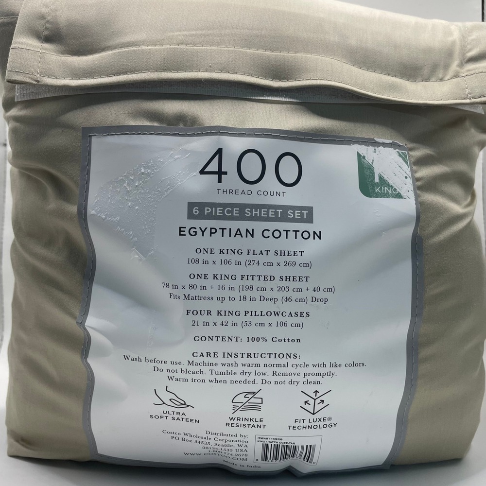 Hotel Signature Sateen 6 Piece Sheet Set KING Tan NEW 400TC Egyptian Cotton